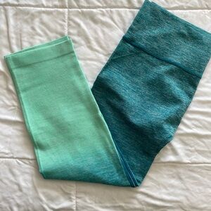 Womens Capri Teal and Mint Ombré Leggings